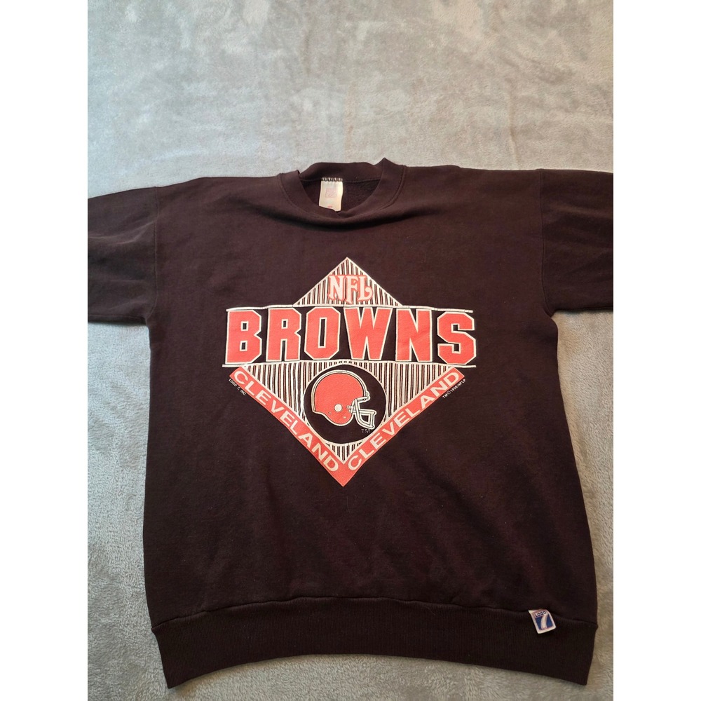 Vintage‎ Logo 7 Cleveland Browns Sweatshirt Mens Large Brown 1990 NFL Crewneck